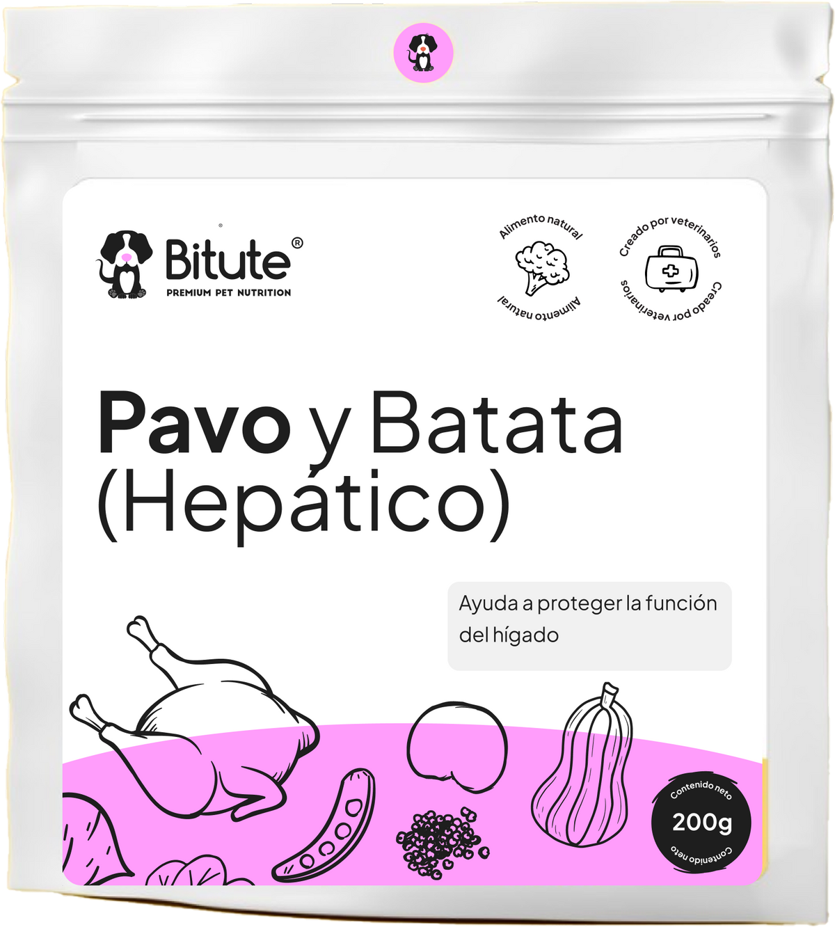 Comida natural hepática para perros de pavo y batata – menú bajo en cobre para sensibilidad hepática, Bogotá – Bitute