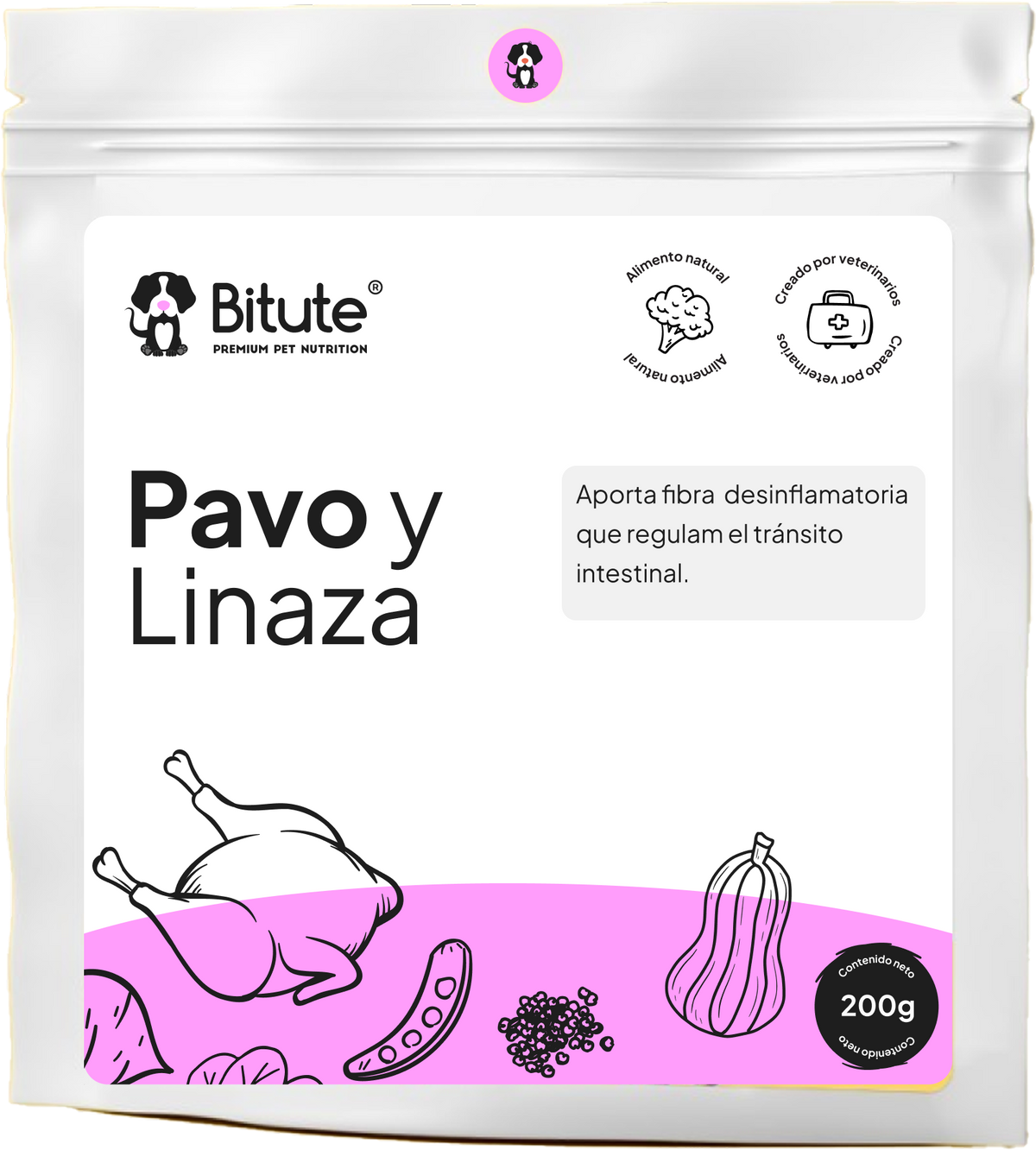 Comida natural pre cocida para perros de pavo y linaza – omega 3 vegetal para digestión y pelaje, Bogotá – Bitute